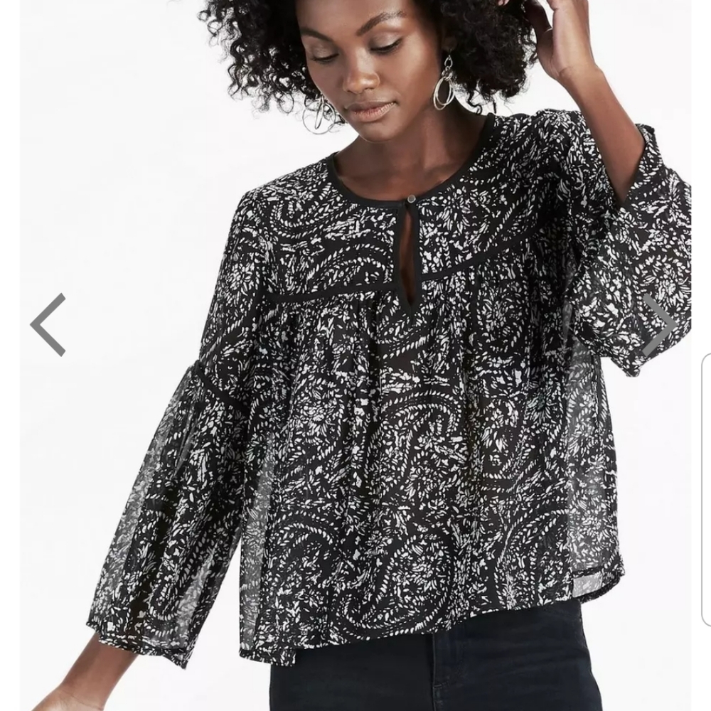 LUCKY BRAND | ROMANTIC CHIFFON BELL SLEEVE BLOUSE